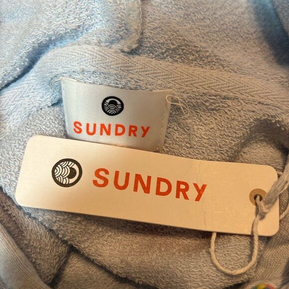 BWNT - SUNDRY ZIP COTTON HOODIE SKY BLUE - 2 - Picture 6 of 7